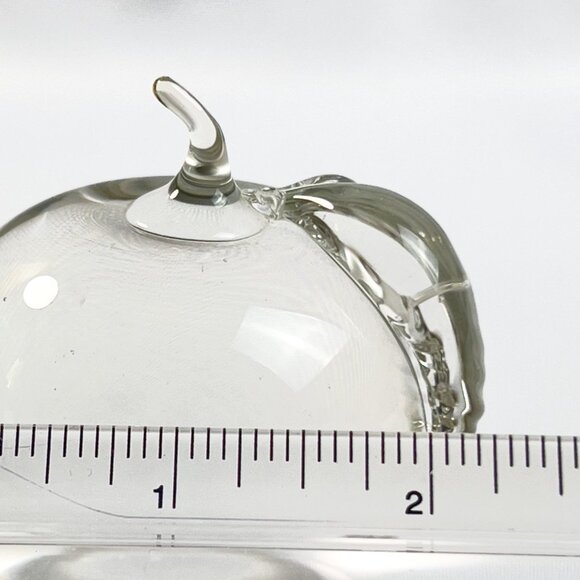 Clear Glass Apple Paperweight Vintage Hand-Blown Sculpted Leaf & Stem 2"x 2.25" - Picture 12 of 12